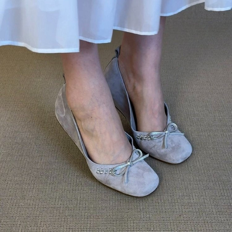 Clarimond | Women’s Orthopedic Suede Bow Ballet Flats