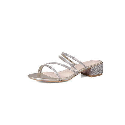 Yolanda | Women’s Orthopedic Rhinestone Block Heel Slide Sandals