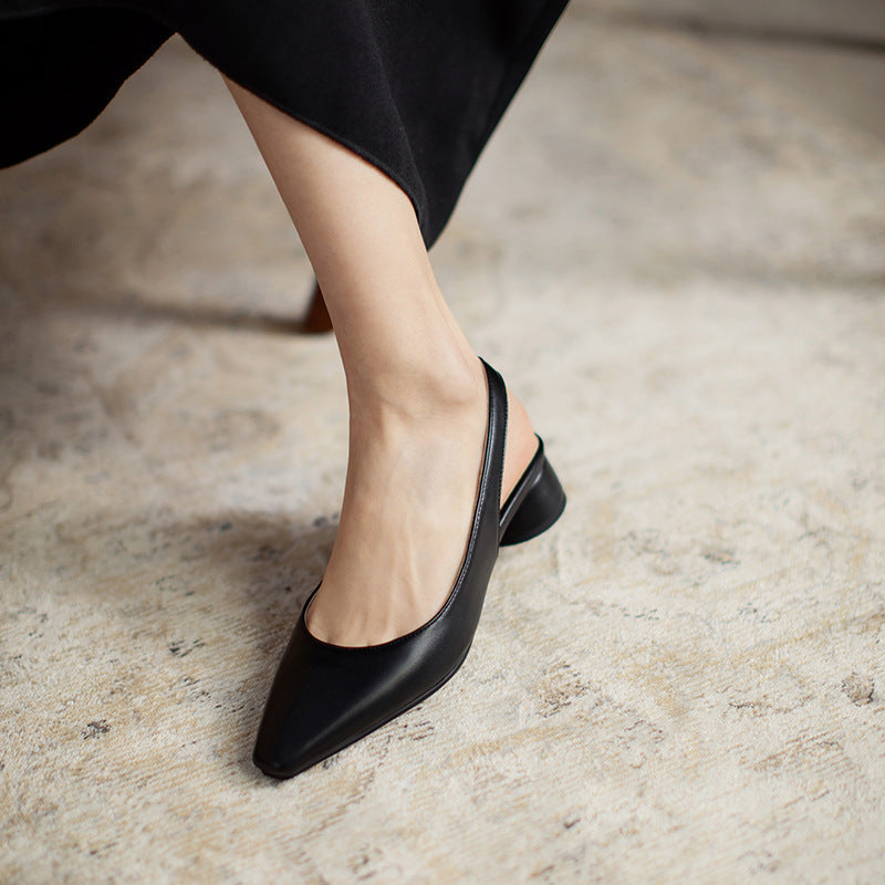 Michelle | Orthopedic Women's Chunky Heel Pointed Toe Shallow Sandals