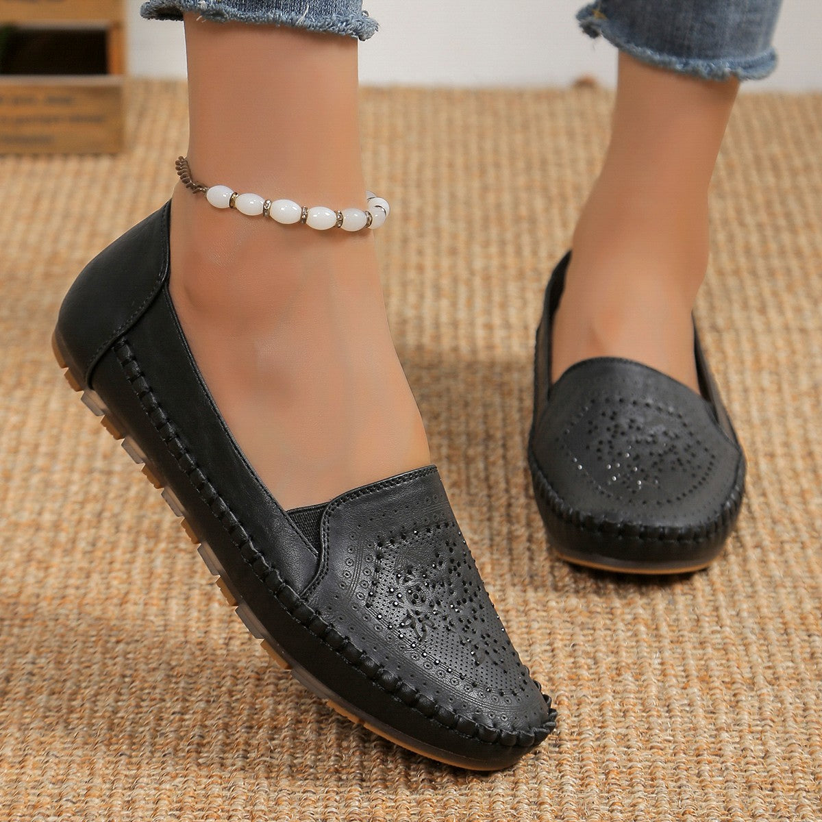 OrthoCare Casual Gommino Handmade Shoes In Solid Color