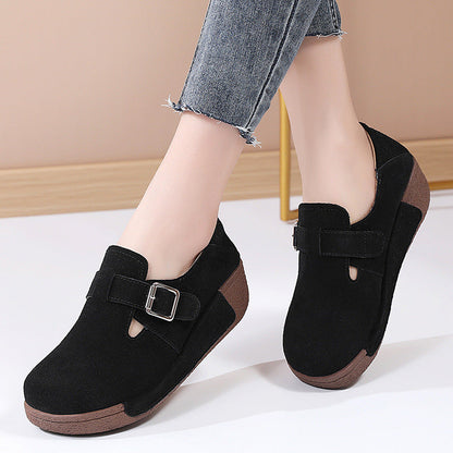 Orthopedic Suede Buckle Loafers – Adjustable Comfort Slip-On Walking Shoes