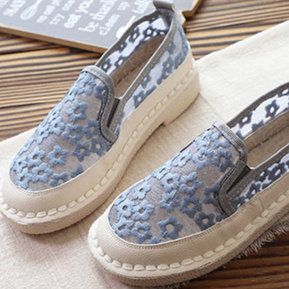 OrthoCare | Embroidered Slip-On Platform Espadrille Shoes