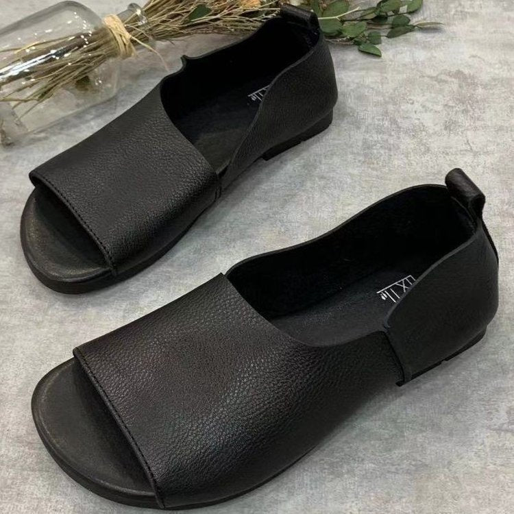 OrthoCare Soft Leather Open-Toe Comfort Shoes
