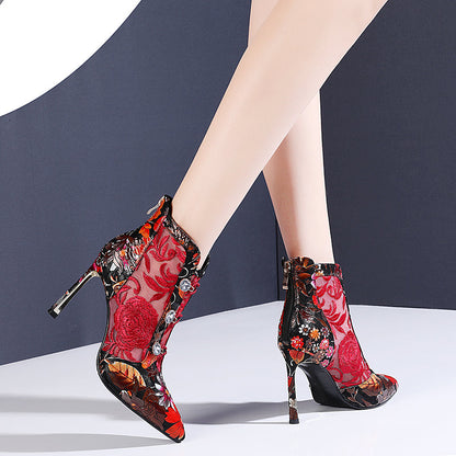OrthoCare Leather Floral High Heel Sandals