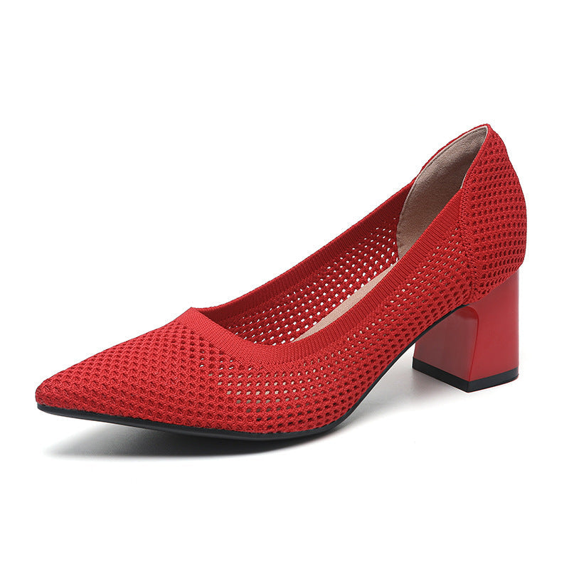 Quincy | Women’s Orthopedic Woven Pointed Toe Block Heel Pumps