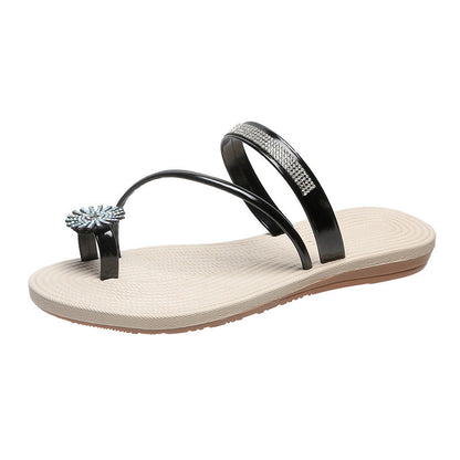 Havielle | Women’s Orthopedic Rhinestone Toe Ring Flat Sandals