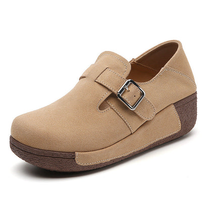 Orthopedic Suede Buckle Loafers – Adjustable Comfort Slip-On Walking Shoes