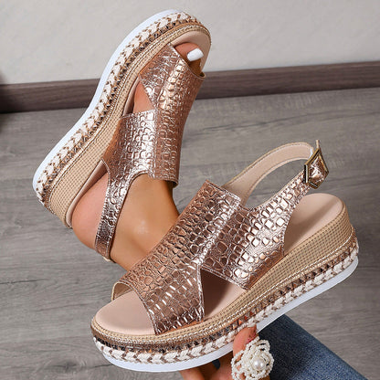 Melisande | Women’s Orthopedic Metallic Platform Slingback Sandals