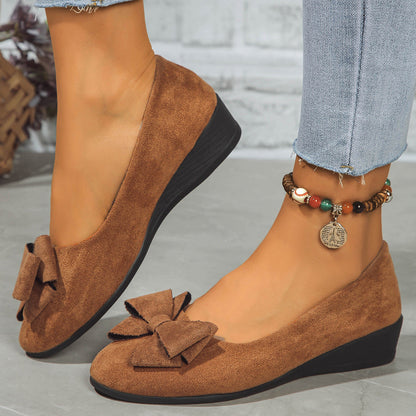 OrthoCare Suede Shoes With Bow And Elastic - Unique Elegance