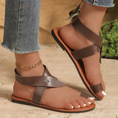 OrthoCare | Cross Strap Toe Ring Flat Sandals