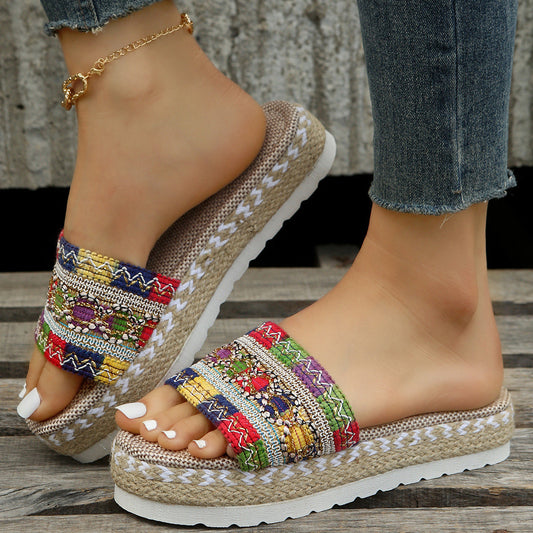 Wyneth | Women’s Orthopedic Bohemian Woven Platform Slide Sandals