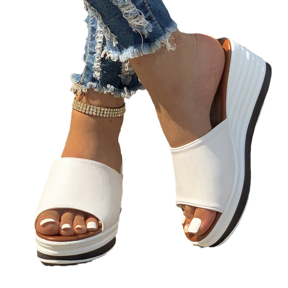 Heleneva | Women’s Orthopedic Platform Slide Wedge Sandals