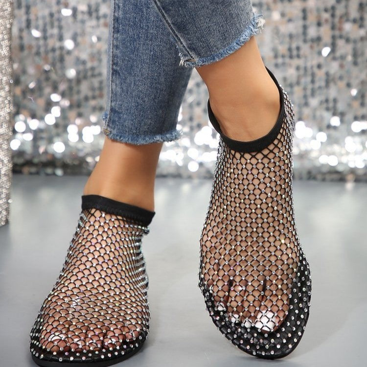 OrthoCare Hollow Flat Sandals With Rhinestones - Summer Fashion
