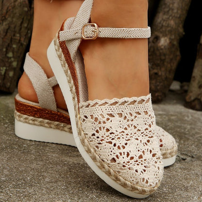 OrthoCare | Crochet Slingback Espadrille Platform Sandals