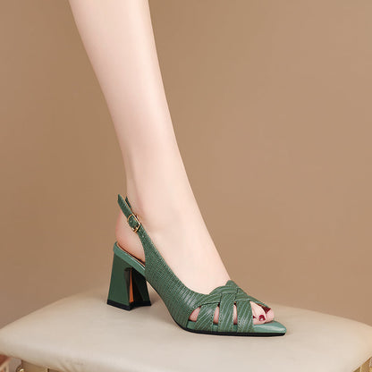 Zoraya | Women’s Orthopedic Colorblock Slingback Block Heel Sandals