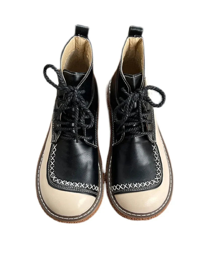 Rowin | Orthopedic Two-Tone Hand-Stitched Casual Lace-Up Boots
