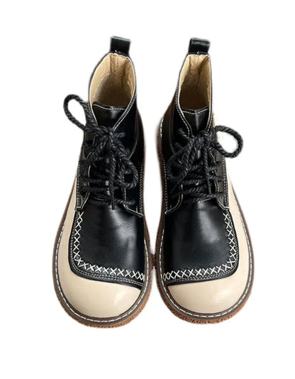 Rowin | Orthopedic Two-Tone Hand-Stitched Casual Lace-Up Boots
