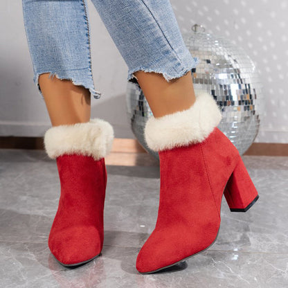 OrthoCare Plush Ankle Boots - Square Heel Comfort