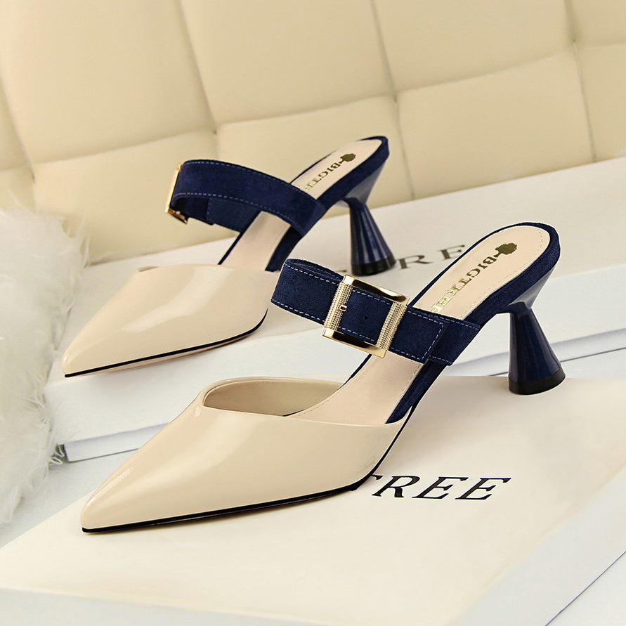 Anais | Women’s Orthopedic Pointed Toe Buckle Slingback Mule Pumps