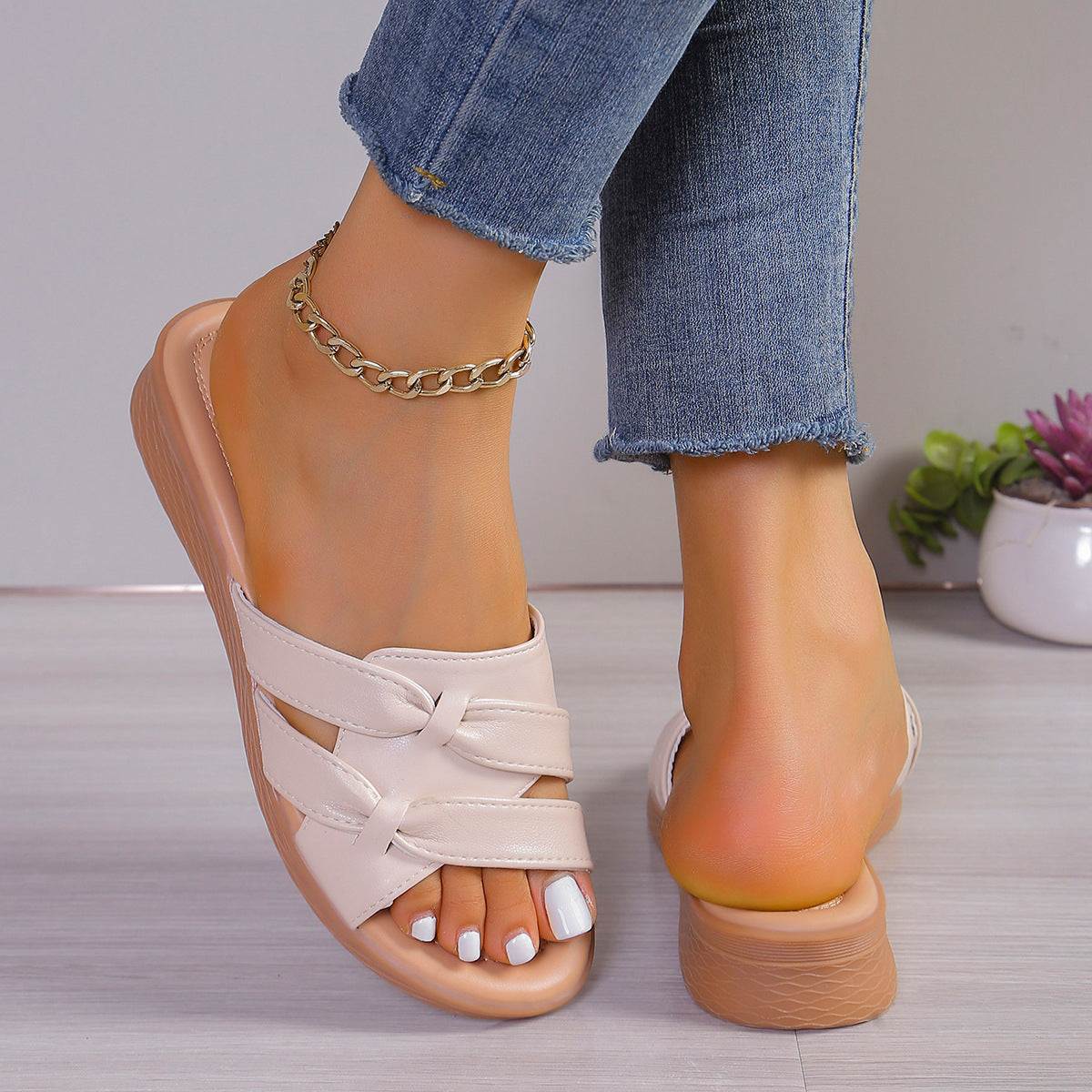 OrthoCare | Cross Strap Platform Slide Sandals