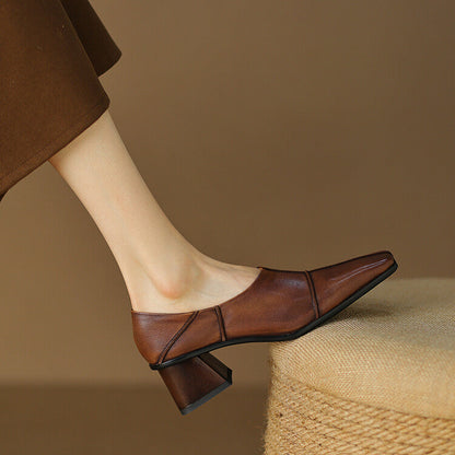OrthoCare | Square Toe Block Heel Loafers