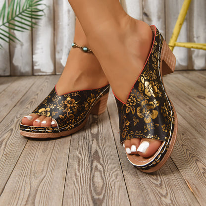 Giselle | Women’s Orthopedic Boho Printed Block Heel Sandals