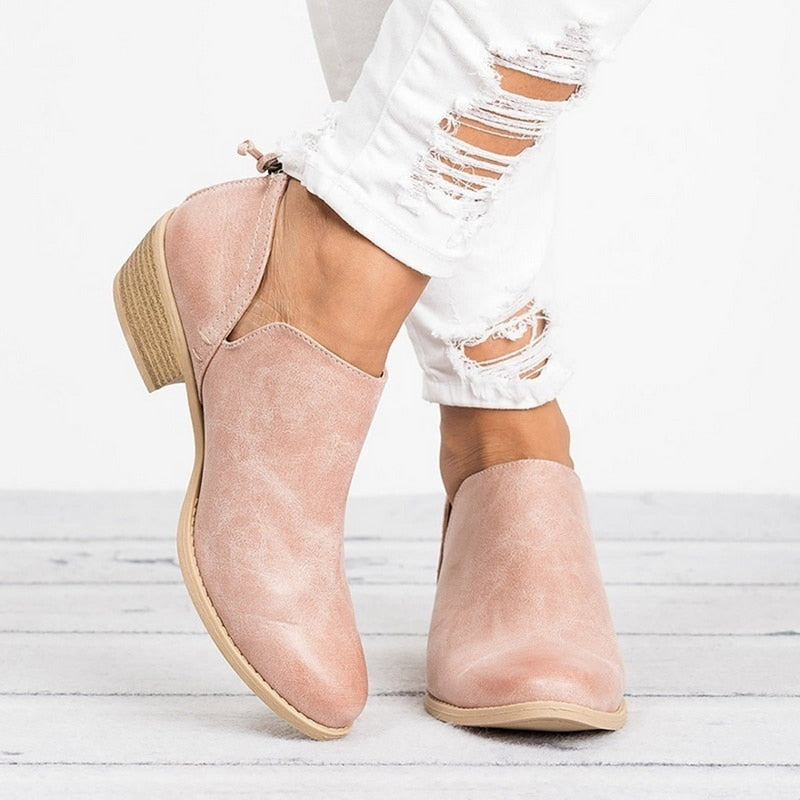 OrthoCare Retro High Heel Ankle Boots - Unique Autumn