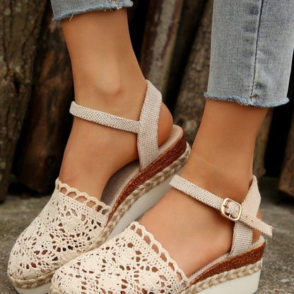 OrthoCare | Crochet Slingback Espadrille Platform Sandals
