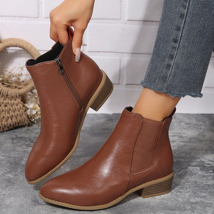 OrthoCare Suede Ankle Boots - Thick Heel Comfort