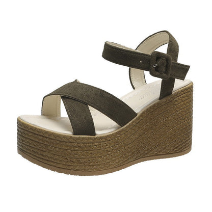 OrthoCare Cross Strap Espadrille Platform Wedge Sandals