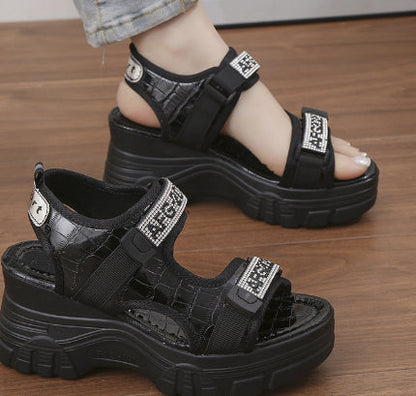 OrthoCare Wedge Heel Sandals With Rhinestones