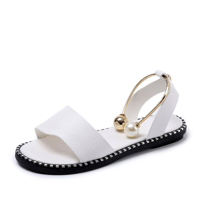 Wynella | Women’s Orthopedic Pearl Ankle Strap Flat Sandals