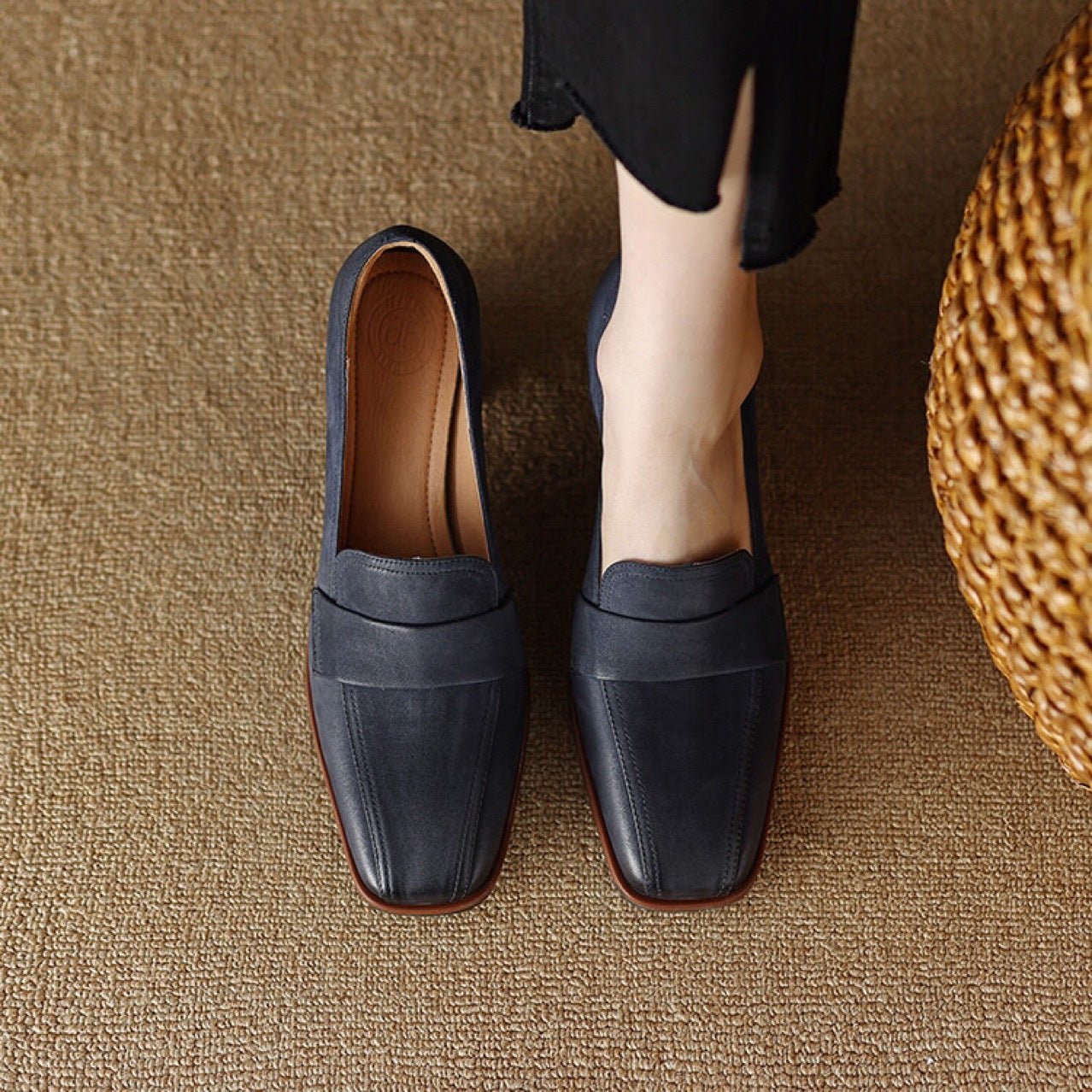 OrthoCare Low-Cut Shoes With Thick, Square Heels - Unique Elegance