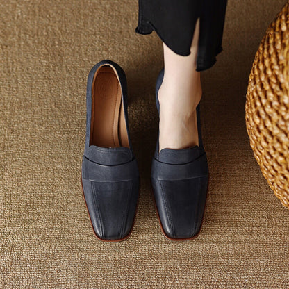 OrthoCare Low-Cut Shoes With Thick, Square Heels - Unique Elegance