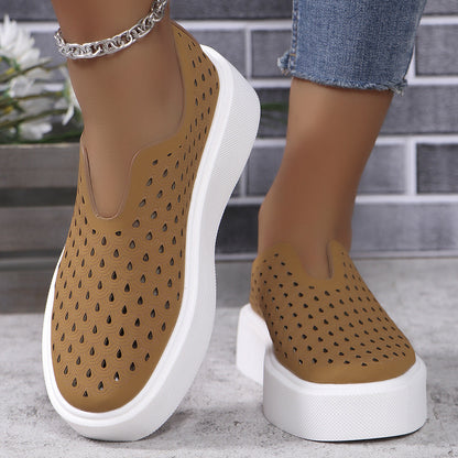 OrthoCare Women’s Perforated Slip-On Sneakers – Breathable Platform Comfort Shoes