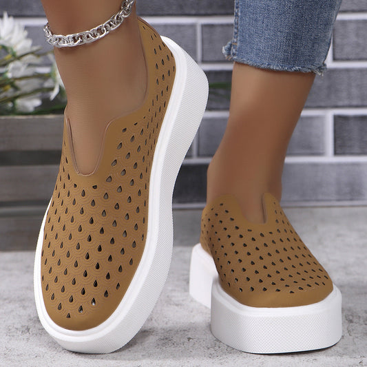 OrthoCare Women’s Perforated Slip-On Sneakers – Breathable Platform Comfort Shoes