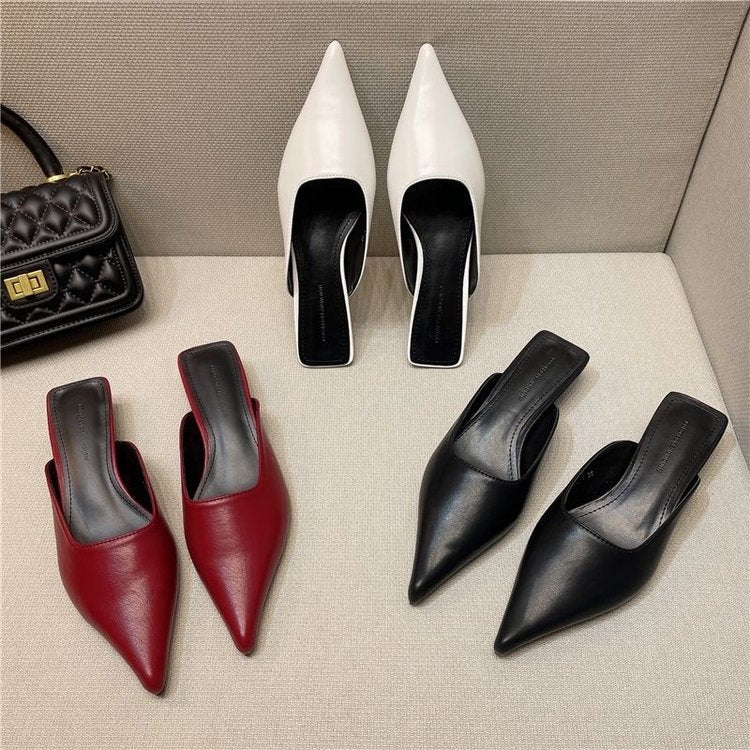 Queniva | Women’s Orthopedic Pointed Toe Mule Heels