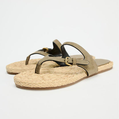 Quillara | Women’s Orthopedic Braided Straw Thong Sandals
