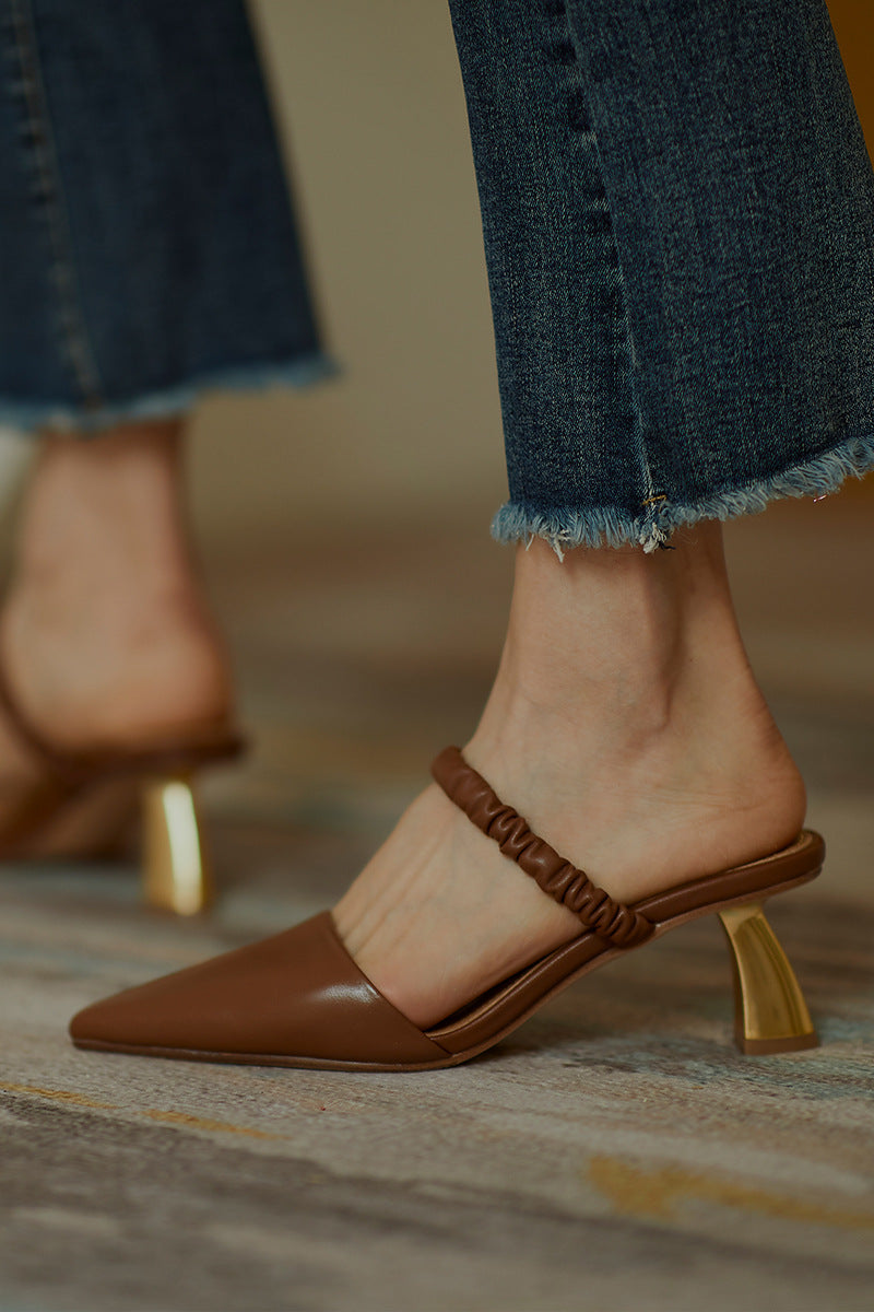 Amabel | Women’s Orthopedic Pointed Toe Elastic Strap Mule Pumps