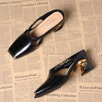 OrthoCare | Square Toe Cutout Mule Heels