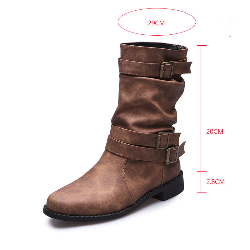 OrthoCare Vintage Low Heel Boots With Adjustable Buckle