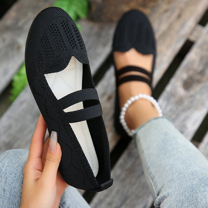 OrthoCare Women’s Knit Mary Jane Flats – Breathable Lightweight Comfort Shoes