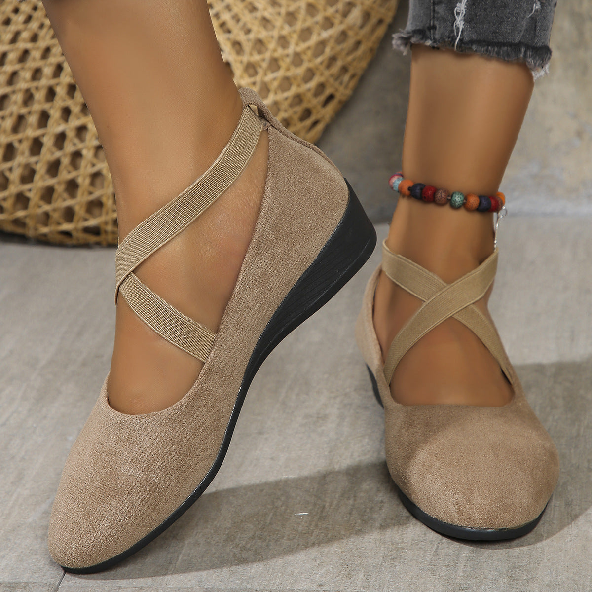 OrthoCare Cross Strap Comfort Flats – Stylish Support Everyday Shoes