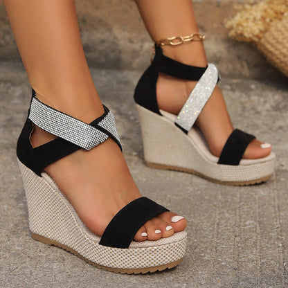 OrthoCare High-Heeled Sandals With Rhinestone Design - Summer Uniqueness