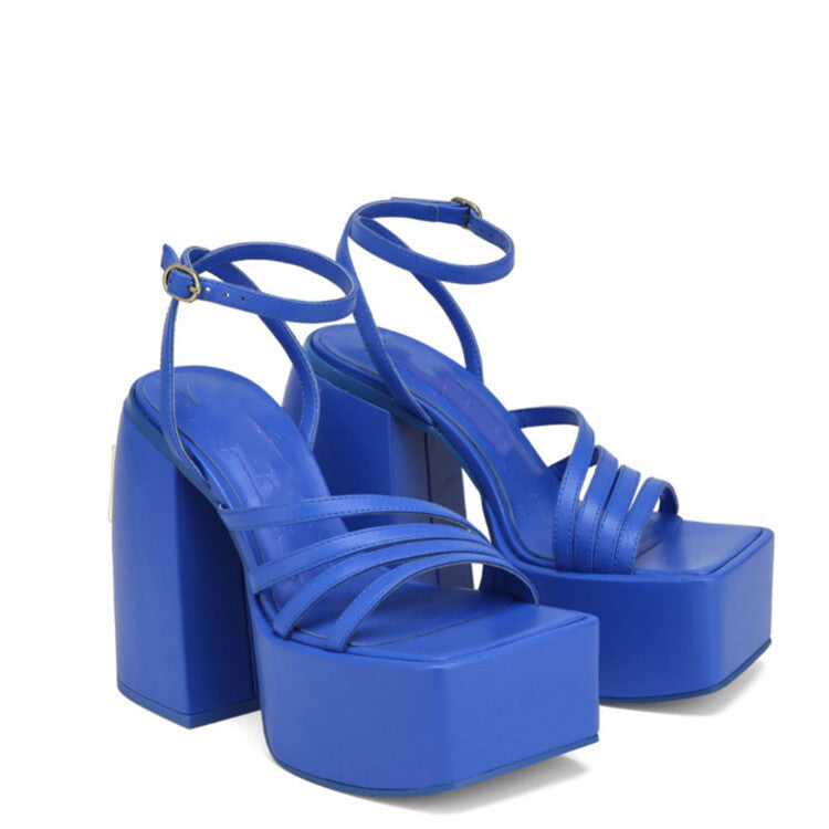 OrthoCare Chunky Platform Ankle Strap High Heel Sandals