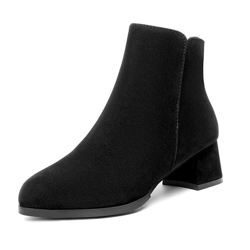 OrthoCare Suede Boots - Pointed Toe, Side Zipper