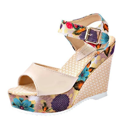 OrthoCare Floral Heeled Sandals - Unique Elegance