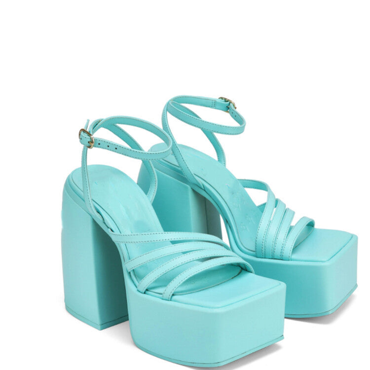 OrthoCare Chunky Platform Ankle Strap High Heel Sandals
