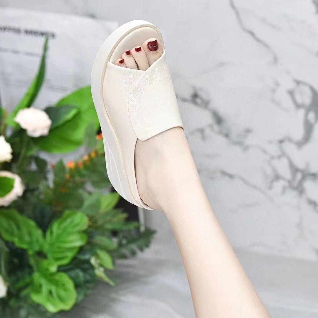 Tularee | Women’s Orthopedic Peep Toe Platform Wedge Slide Sandals