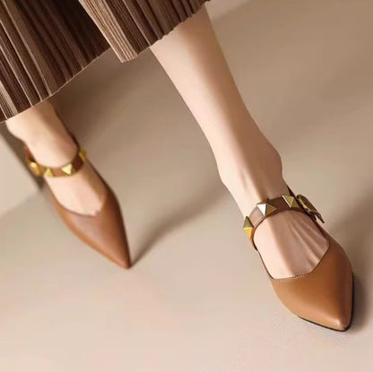 OrthoCare Pointed-Toe Heels - Studded Strap Comfort